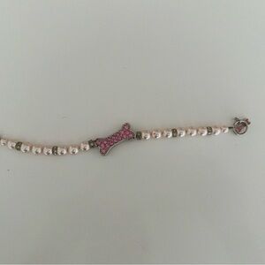 Elegant Pink Pearl and Crystalal Bow Tennis Bracelet